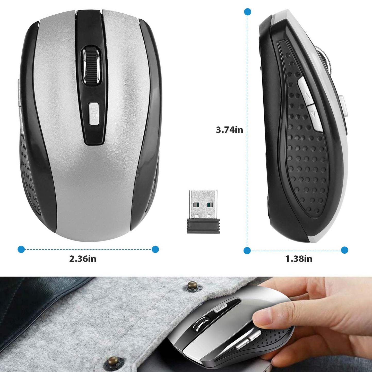 2.4G Wireless Gaming Mouse Optical Mice WIth Receiver 3 Adjustable DPI 6 Buttons For PC Laptop Computer Macbook