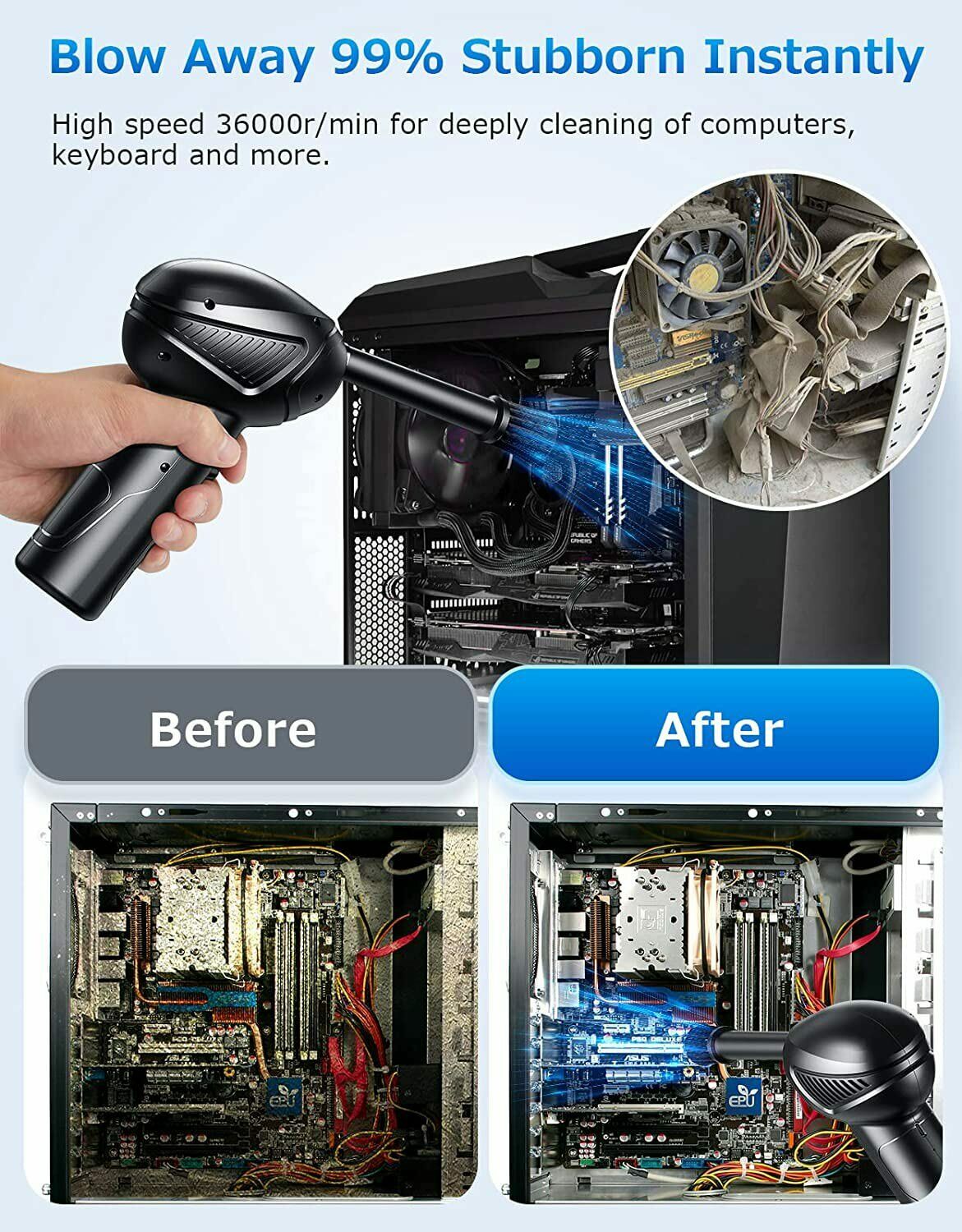 Rechargeable Air Duster Electric Cleaner Cleaning Blower For Car-PC-Keyboard-Pet