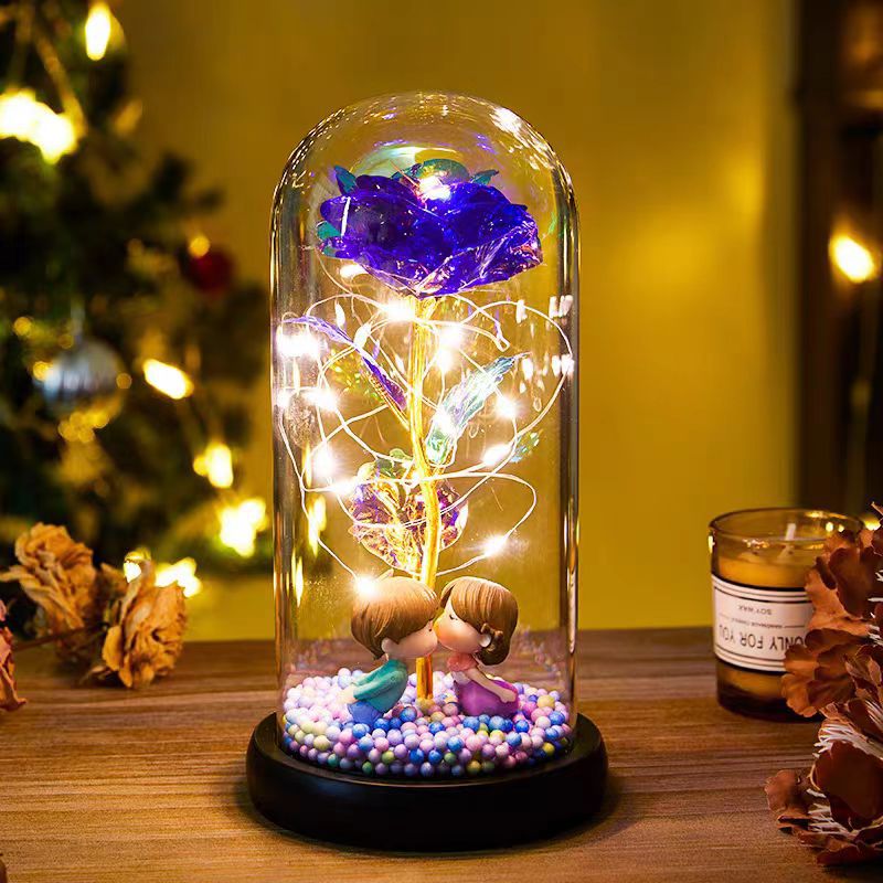 Eternal Rose LED Light Foil Flower In Glass Cover Night Lights Gifts Lamp Decor For For Home Bedroom Wedding Gift Valentine's Day Gifts