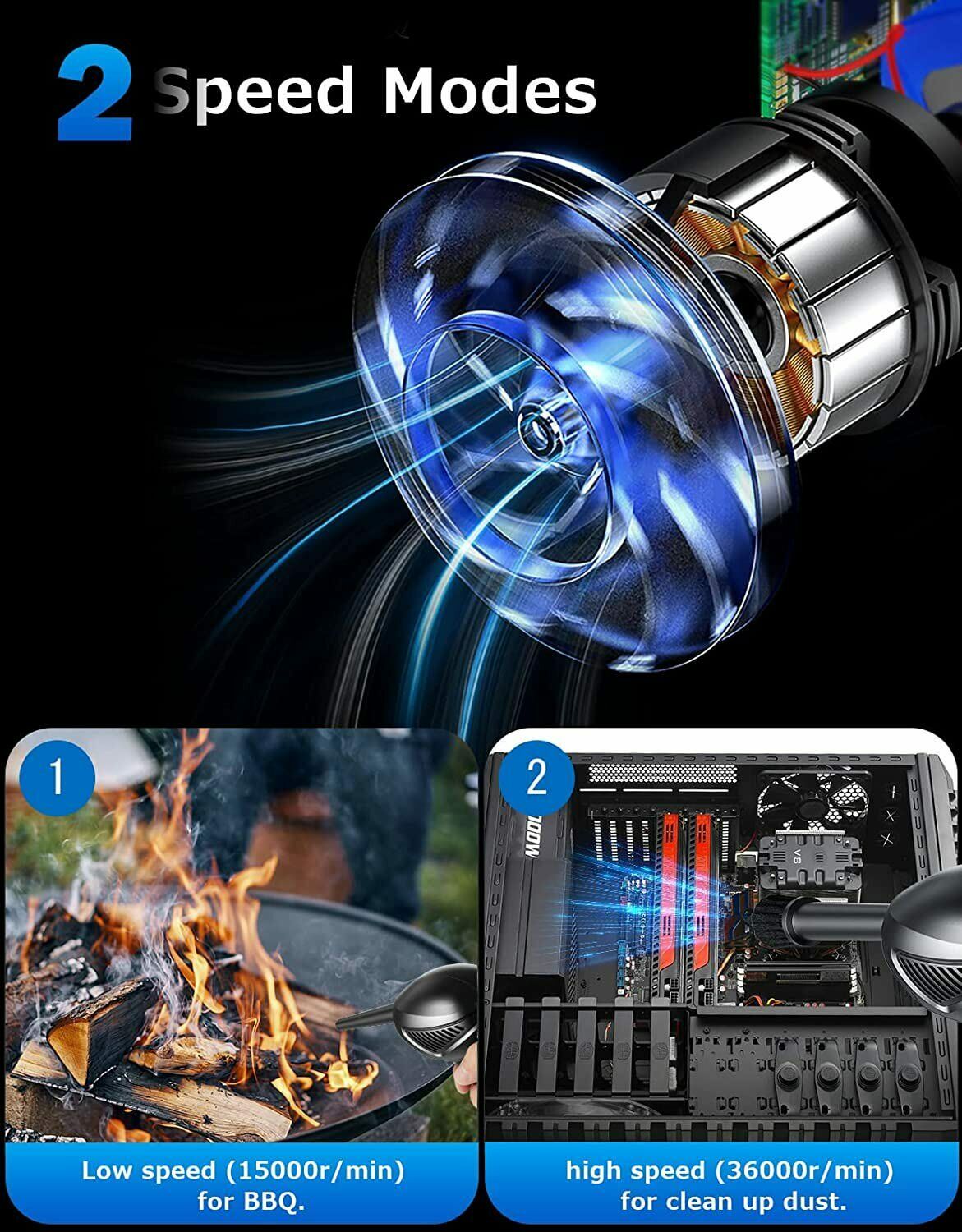 Rechargeable Air Duster Electric Cleaner Cleaning Blower For Car-PC-Keyboard-Pet