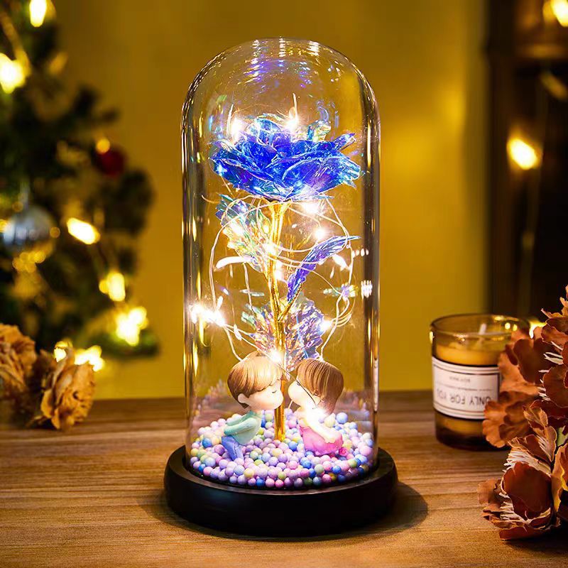 Eternal Rose LED Light Foil Flower In Glass Cover Night Lights Gifts Lamp Decor For For Home Bedroom Wedding Gift Valentine's Day Gifts