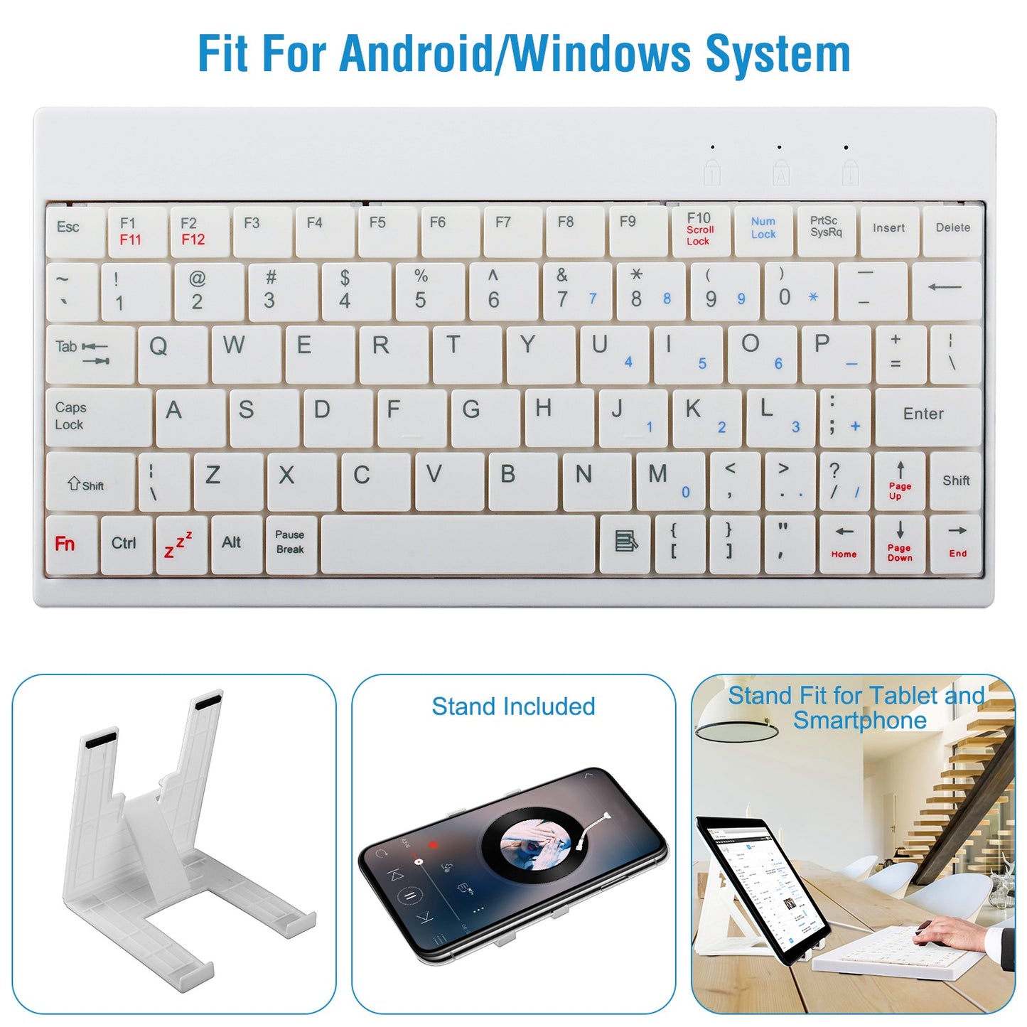 80 Keys Wired Keyboard Mini USB Connector Keyboard Portable Durable Keyboard With Carry Bag Tablet Stand For Android Window Tablet
