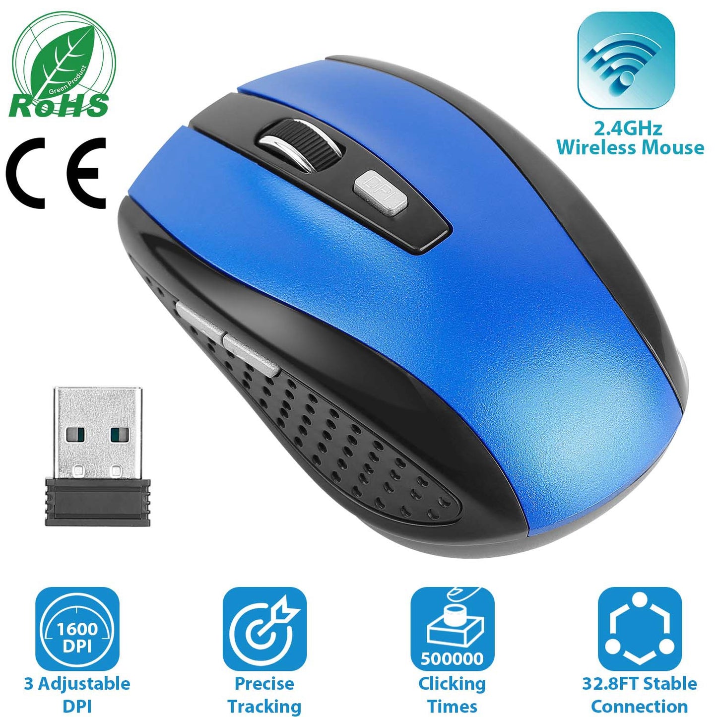 2.4G Wireless Gaming Mouse Optical Mice WIth Receiver 3 Adjustable DPI 6 Buttons For PC Laptop Computer Macbook