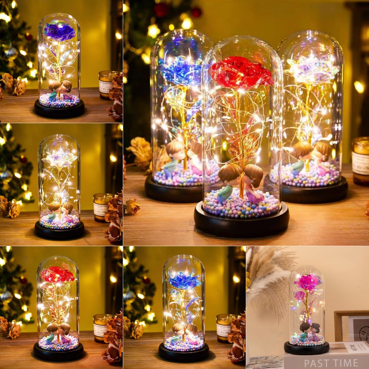 Eternal Rose LED Light Foil Flower In Glass Cover Night Lights Gifts Lamp Decor For For Home Bedroom Wedding Gift Valentine's Day Gifts